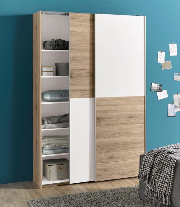 Dulap cu usi glisante Heimo , Alb , 125 cm latime , 38 cm