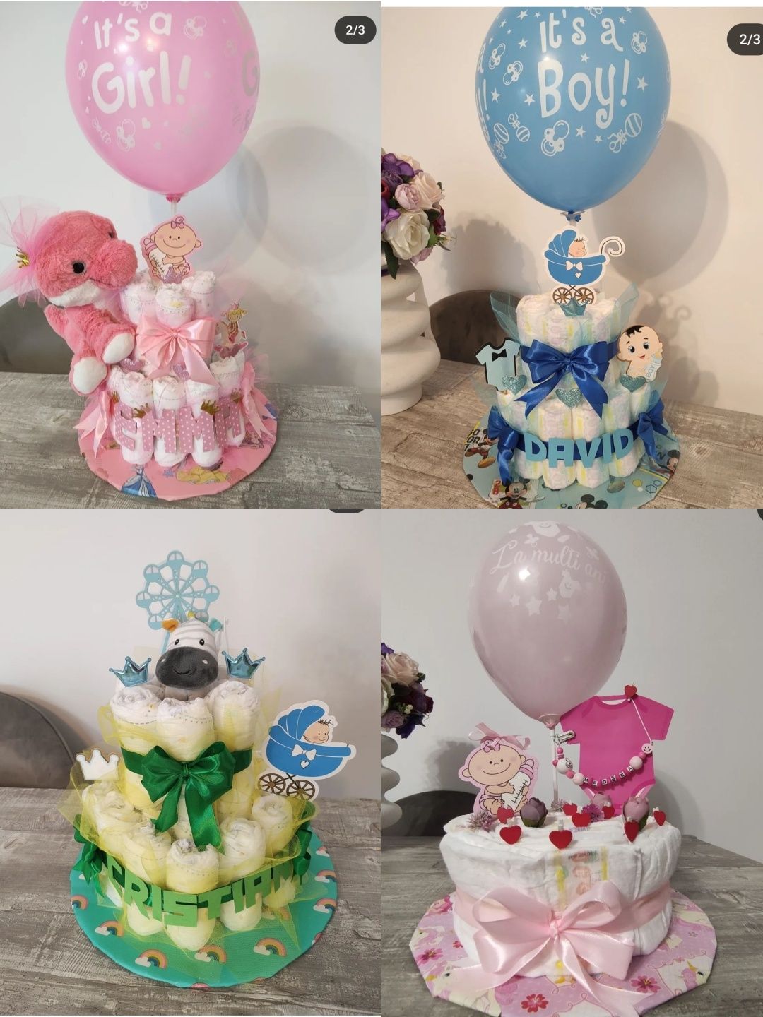 Aranjament de scutece/ tort de scutece/ baby shower/ plocon/ botez