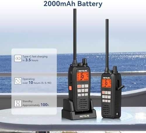 Нова VHF морска радиостанция Retevis RM15 IP68, 2000mAh, не потъва