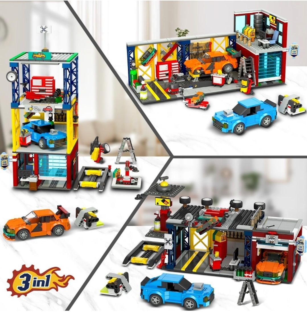 Детски конструктор 3 в 1 Hogokids гараж за коли lego