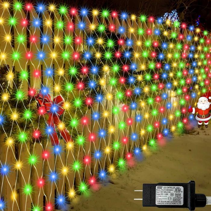 Външна коледна лед мрежа 3м х 2м многоцветни светлина с 8 програми