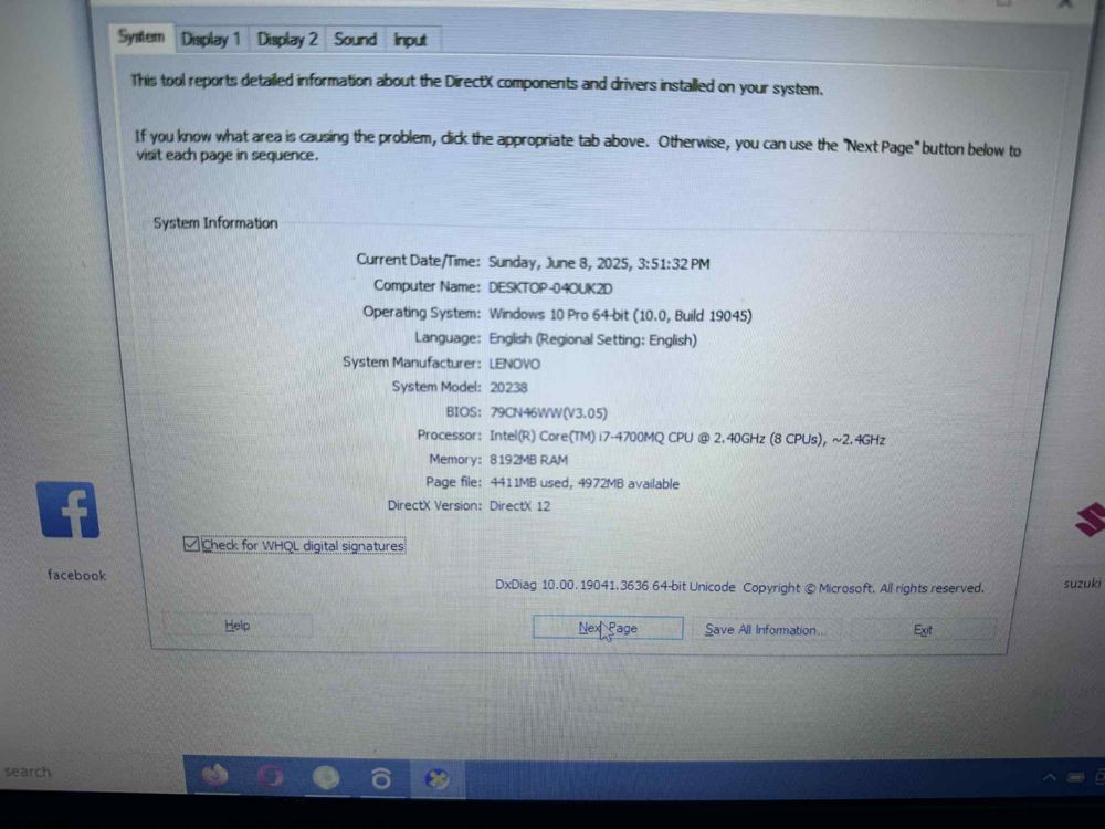 Laptop Lenovo Intel Core i7