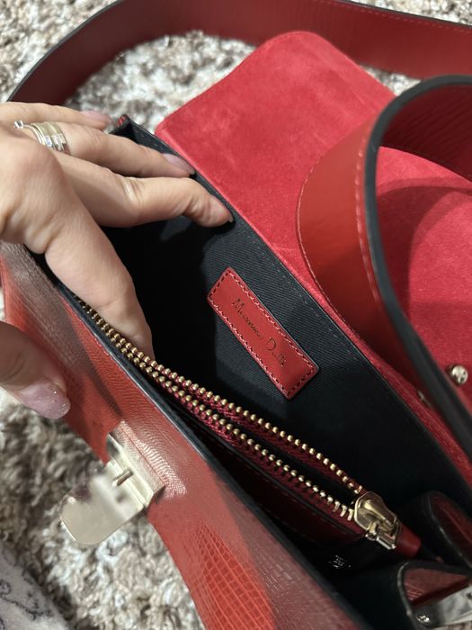 Geanta de piele rosie  Massimo Dutti