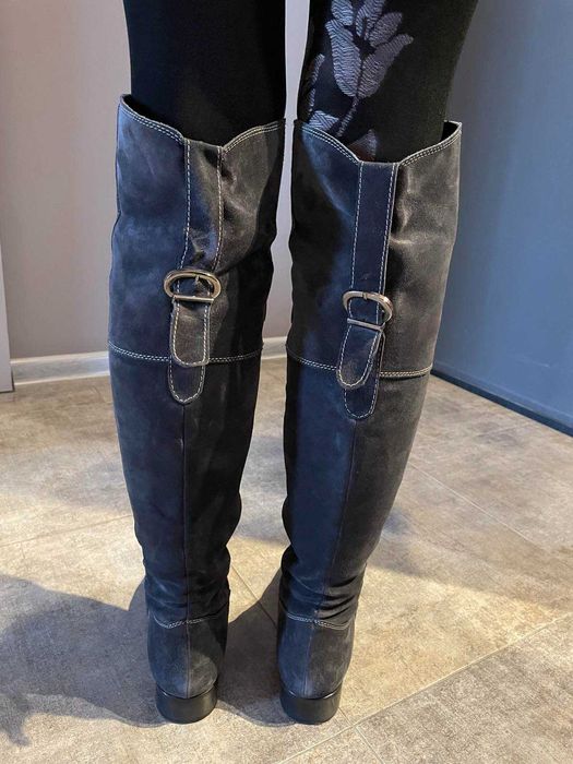 Зимни ботуши от естествена кожа над коляното