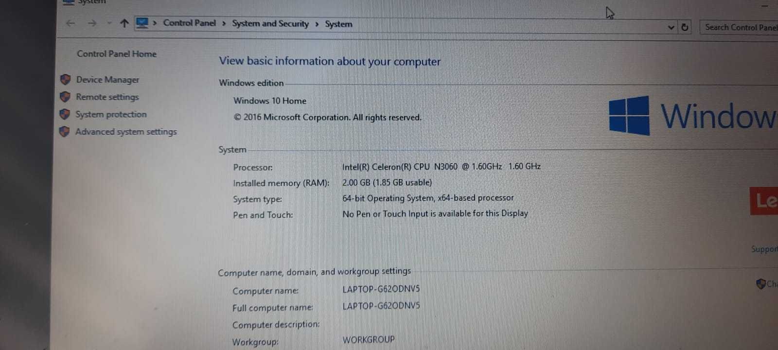 Laptop Lenovo ideapad 110S Intel N3060