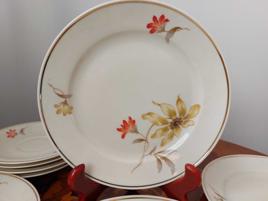 Set 4 farfurii cu farfurioare Zehnscherzer Bavaria 1950