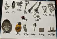 Obiecte de argint miniaturi  800  925 tavita medalioane butoni