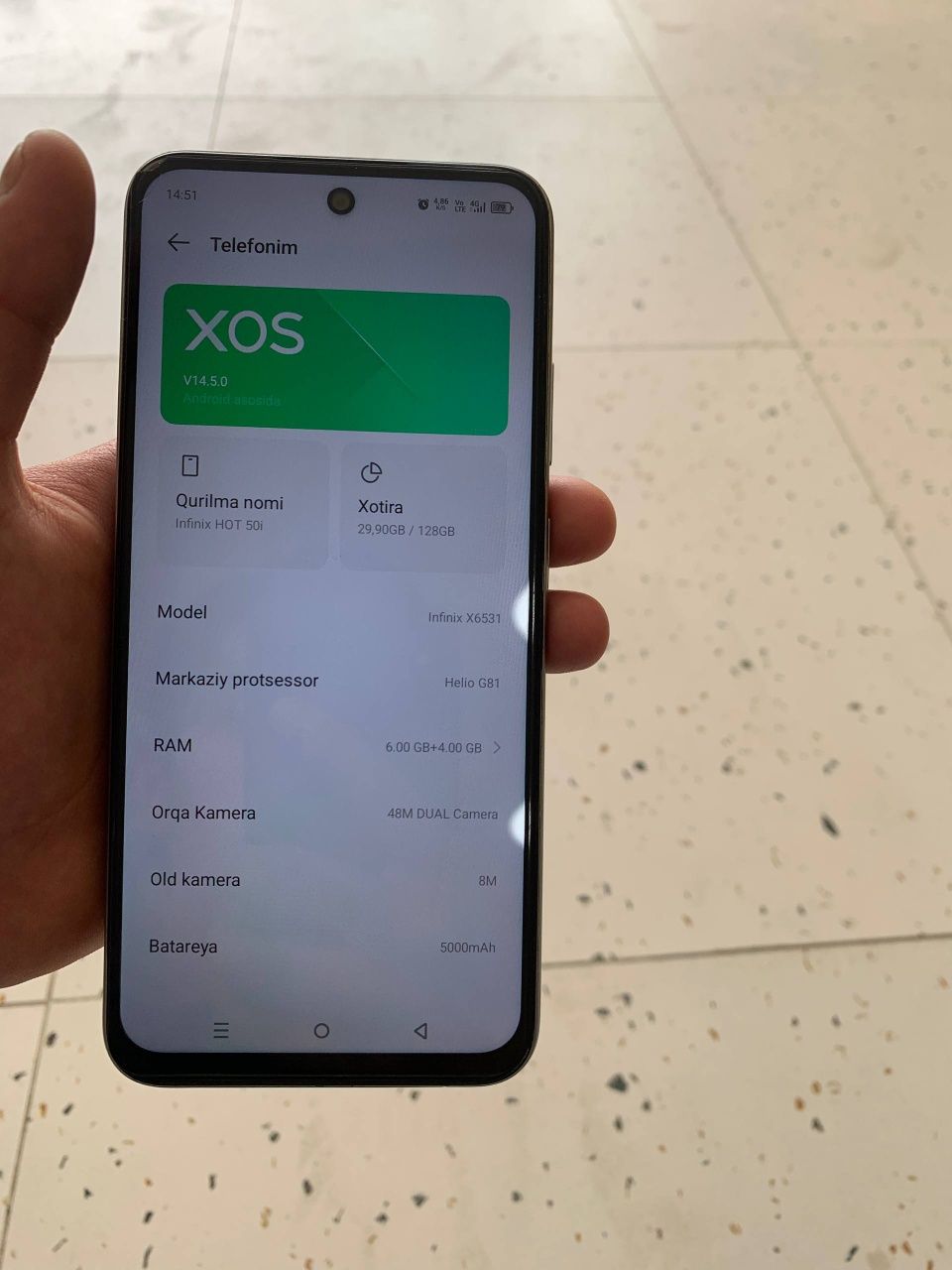INFINIX HOT 50I karobka dakumentli