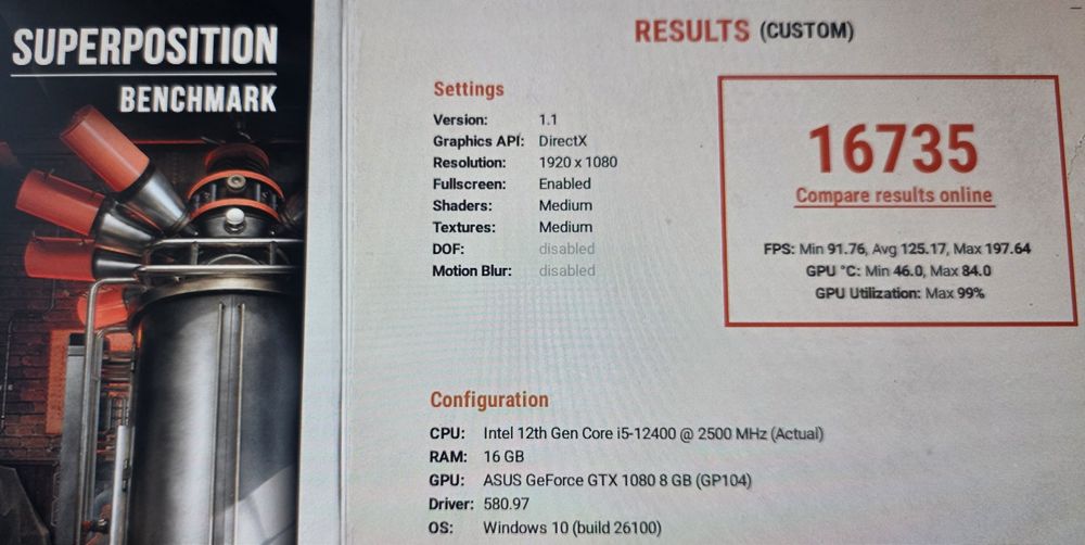 Pc gaming i5 12400 4.4GHz 12CPUs 16GB RAM GTX 1080 ROG NVMe 512GB
