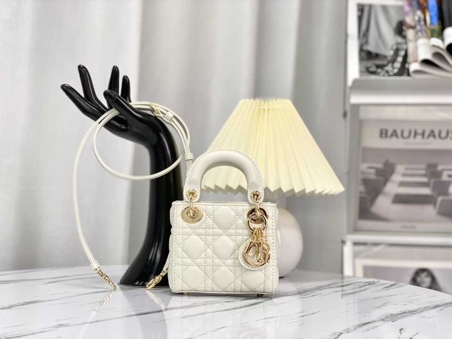 Geanta Christian Dior Lady Micro, white, 12x10x5cm, Premium