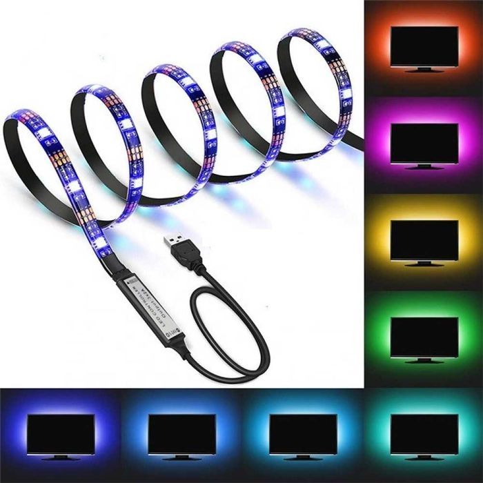 Banda LED RGB 2m 3m 5m pentru TV ,camera, aplicatie telefon, USB