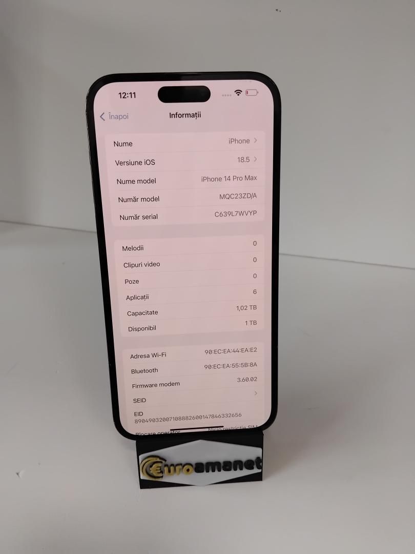 Telefon mobil Apple iPhone 14 Pro Max, 1TB, 5G, Space Grey 96% -G-