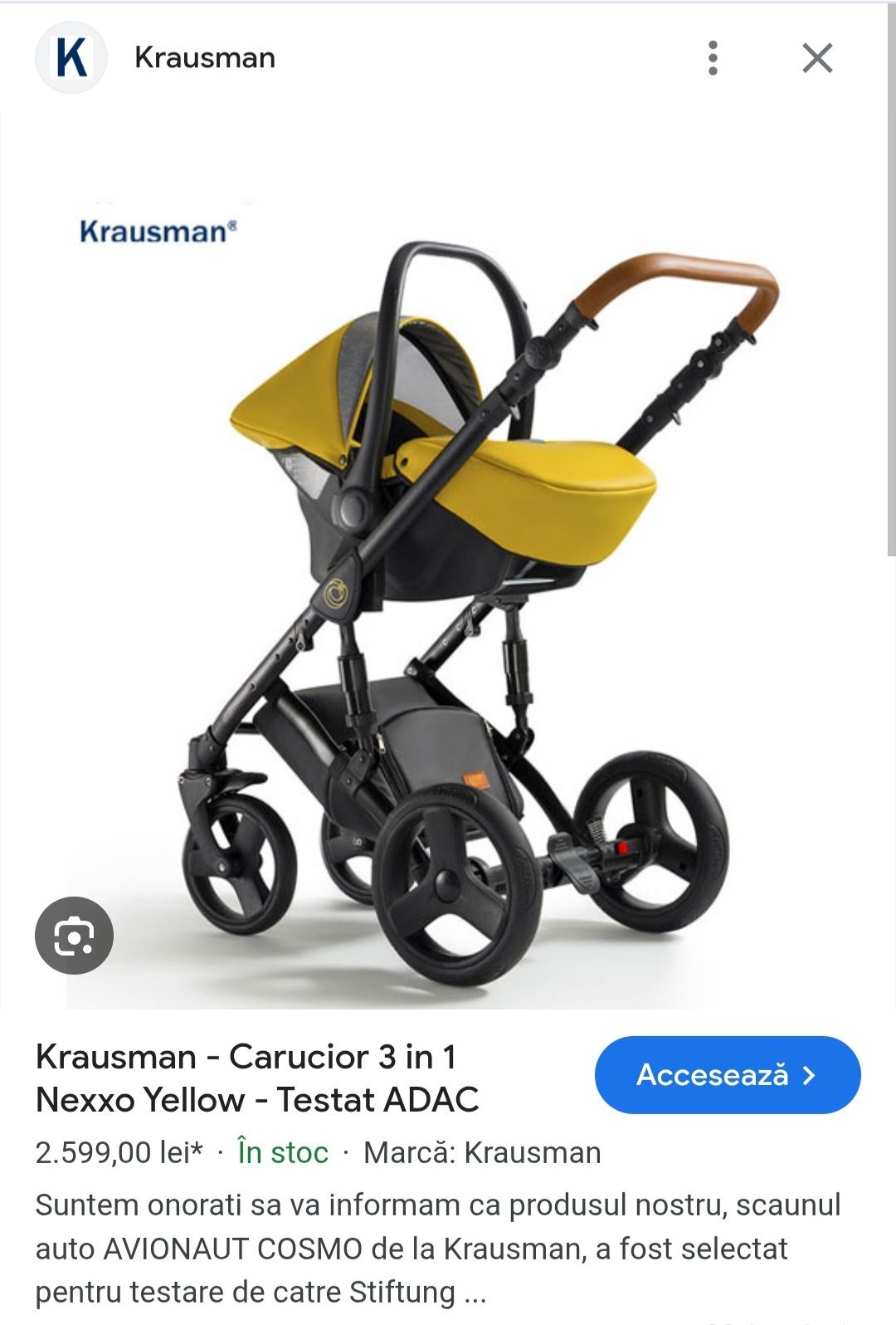 Vand Carucior 3in1  Krausman Nexxo Yellow