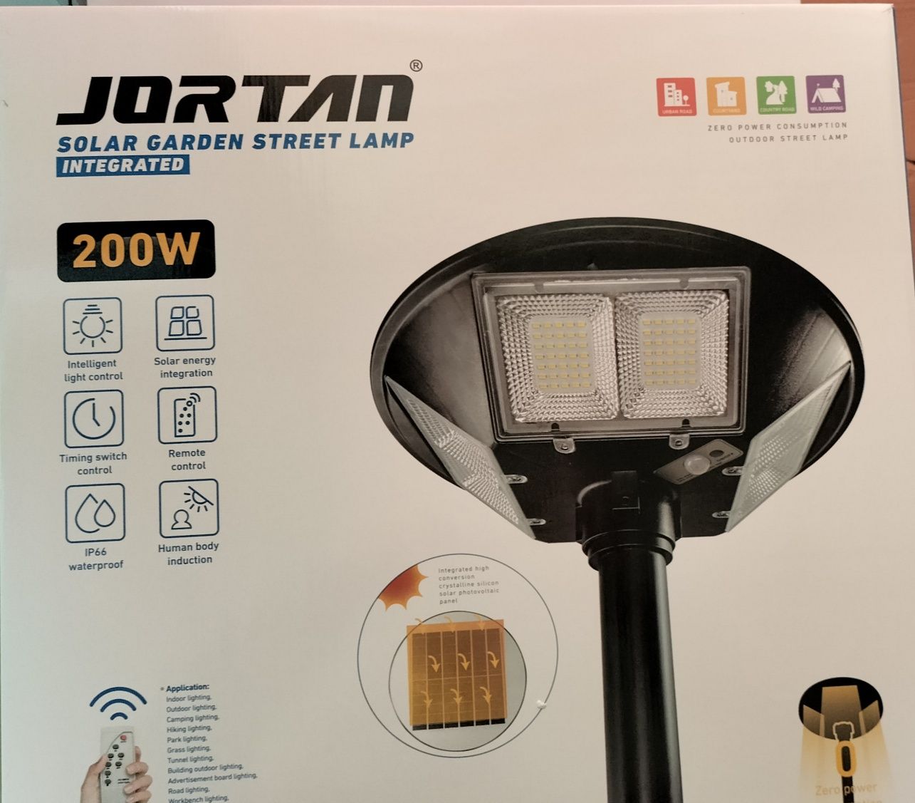 Lampa solara stradala 200W cu senzor de miscare, suport de p