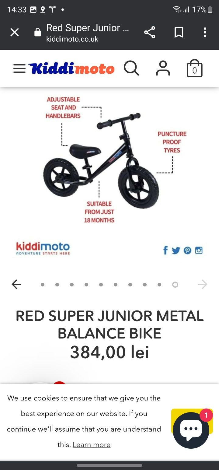 Vând bicicleta echilibru Kiddimoto