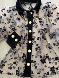 Стилна дамска тюлена риза , блуза на цветя кадифе