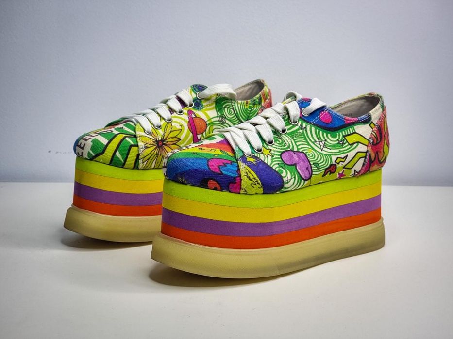 Tenisi cu platforma multicolora marimea 36 tip festival