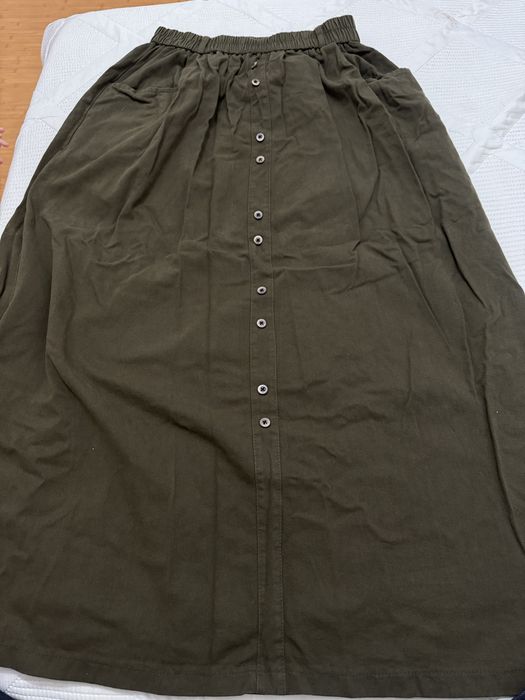 Стильная Длинная юбка цвета Хаки осень-зима