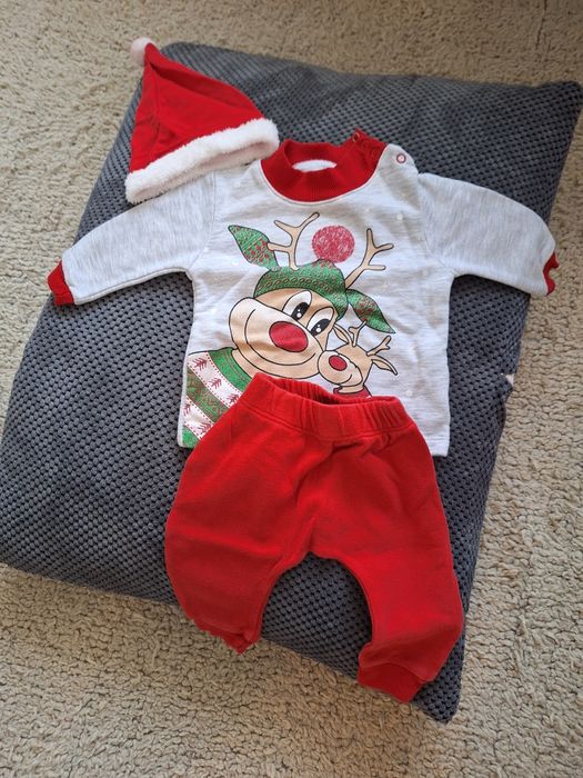 Коледни дрехи бебе 3м/62см Christmas + подарък дрехи момче