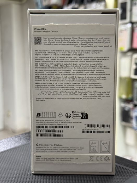 Apple iPhone 16 Pro,Black Titanium,128GB *КатоНов*17м Гаранция*