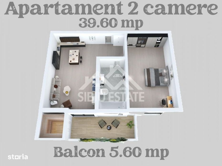 Apartament 2 camere 39,6 mp , Zona Lacul lui Binder