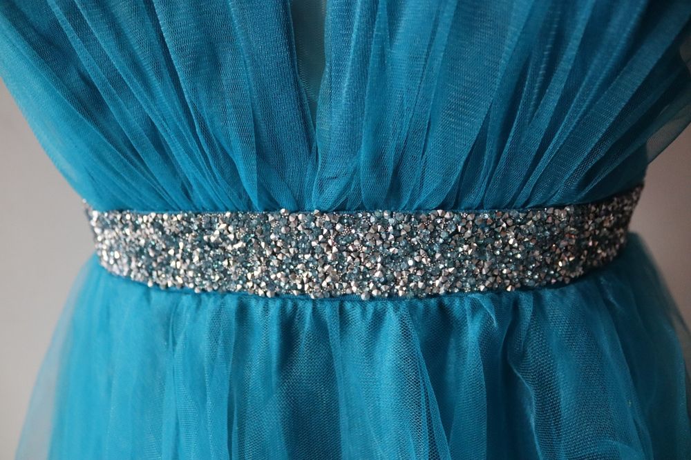 Rochie tulle albastra turcoaz 42