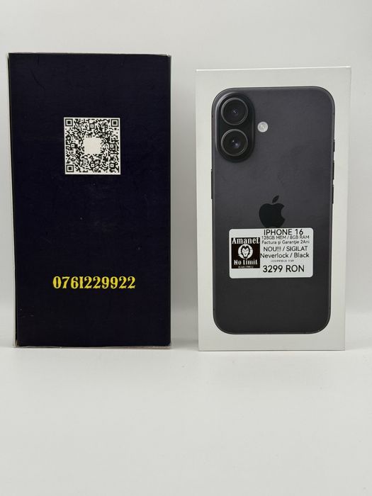 iPhone 16 128GB NOU SIGILAT Garantie 2ANI Folie Cadou,AMANET NO LIMIT.