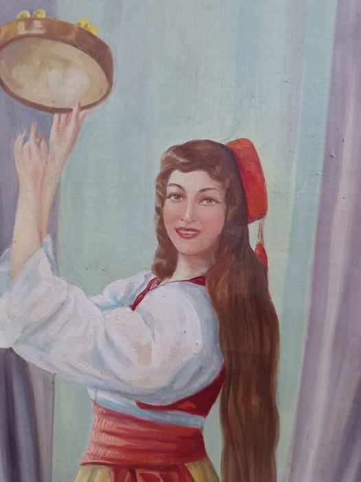 картина маслени бои Танцьорка с Даире (Ориенталски Мотив)