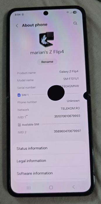 Samsung Galaxy Z flip4 cu pată pe display
