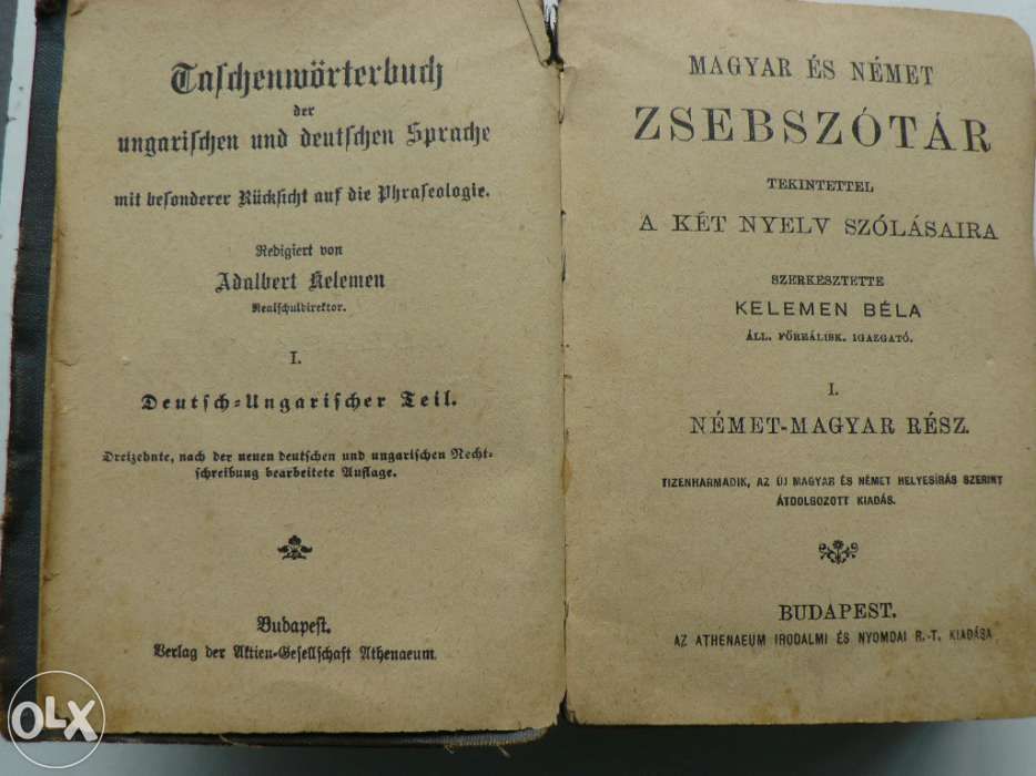 Dictionar Vechi German - Maghiar din anul 1910.