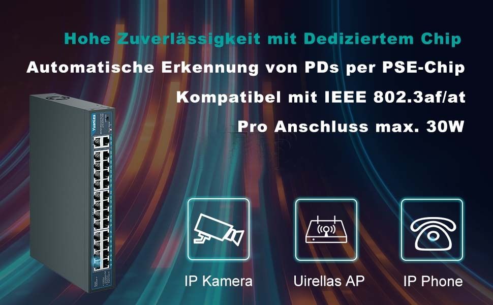 YuanLey 26 порта PoE суич, 24x 10/100Mbps PoE+, 2х 1000Mbps Gigabit