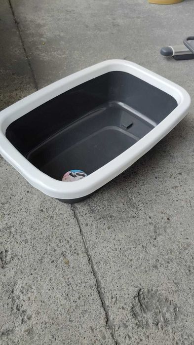 Litiera pentru pisici negru/alb 58x38.5x16 cm