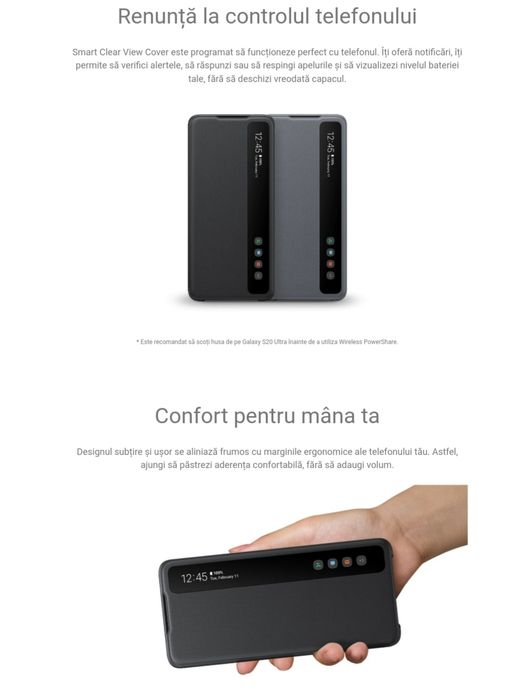 Husa flip activa originala Samsung Smart Clear View Cover S20 Ultra 5G