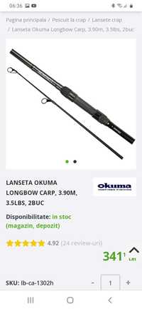 Set 3 lansete okuma long bow de 3.90m 3,5lb 2 buc
