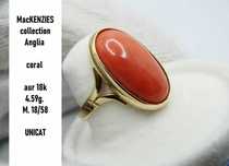 Unicat Inel Aur 18K Cu Coral Natural