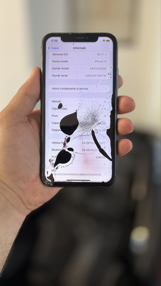 iPhone 11 Black Neverlock64GB-Face ID OK-83%Baterie-Perfect Functional