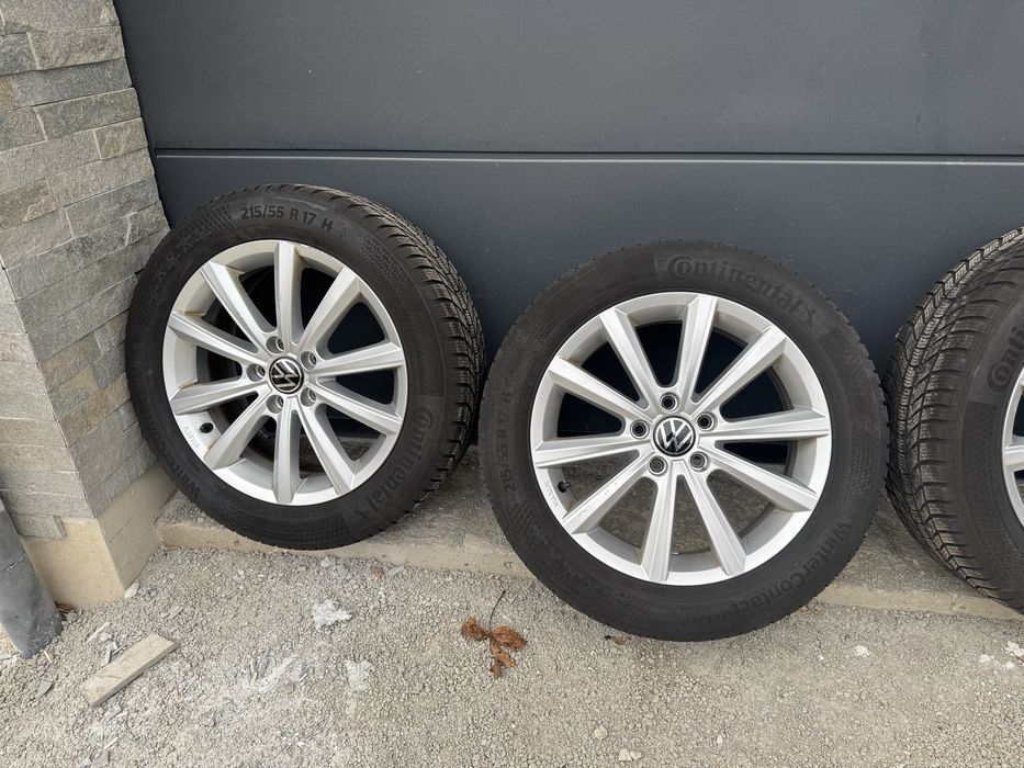 Anvelope iarna 215 55 17,jante aliaj originale VW