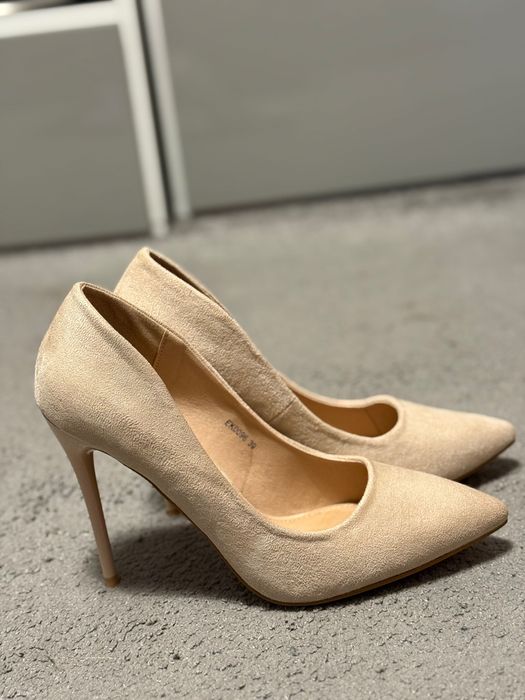Pantofi Stiletto Nude piele naturală întoarsă
