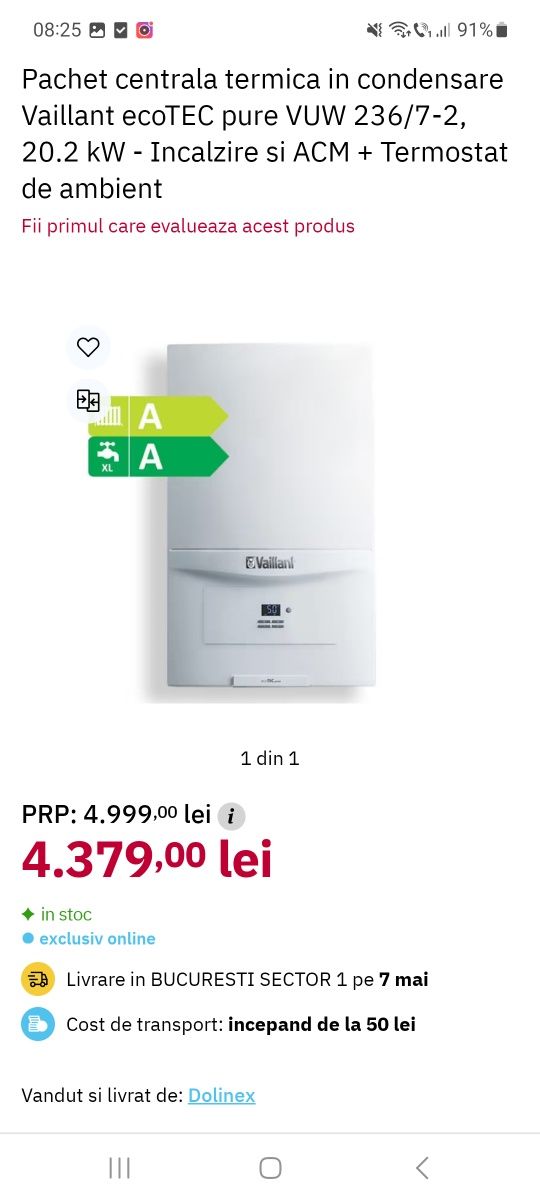 Centrala Vaillant ecoTec pure 20,2 kw