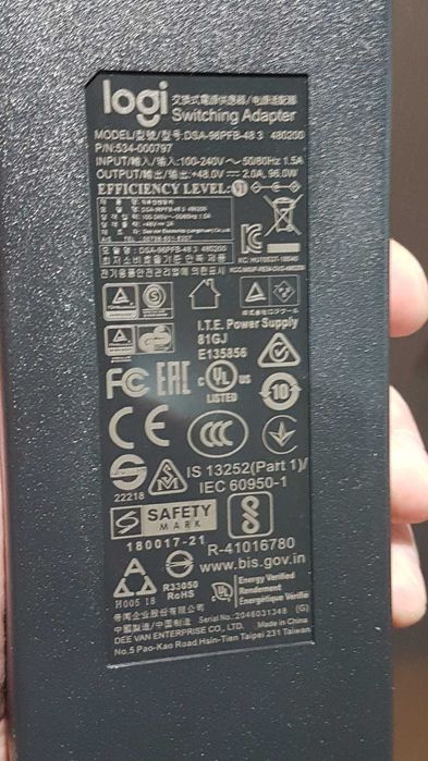 Logitech 993-001942 Rally Power Supply 96W 48V 19V Rally