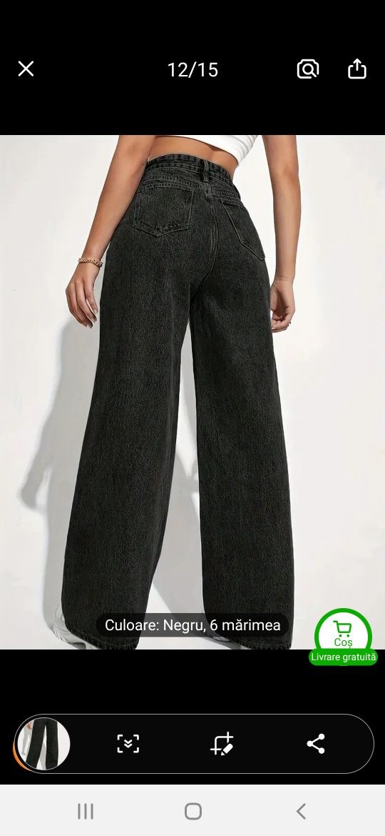 Blugi  casual cu talie inalta
