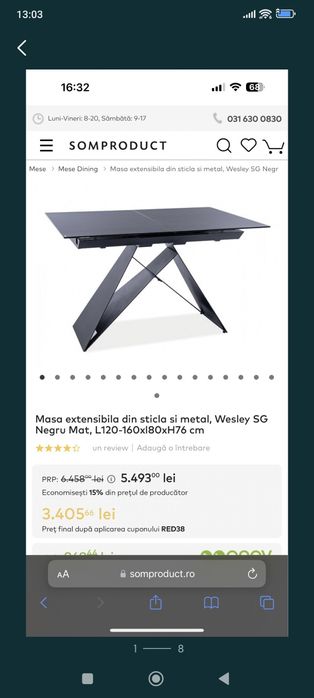 Masa extensibila + 4 scaune