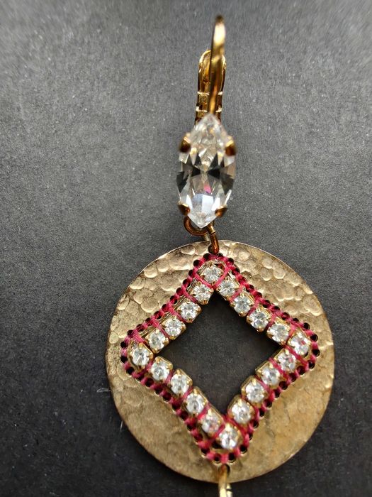 Cercei festivi "Satelite" cu cristale si coral