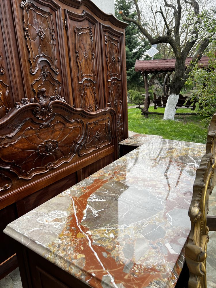 Dormitor stil Baroc Piemontez lemn sculptat Nuc