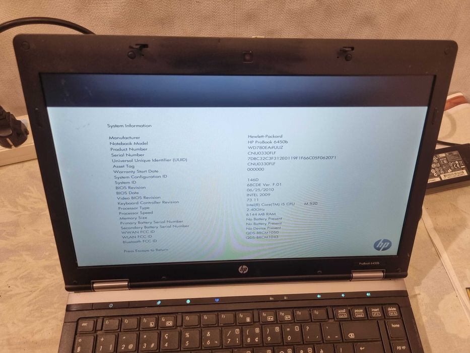HP probook 6450b se poate si dezmembra fara hard disk