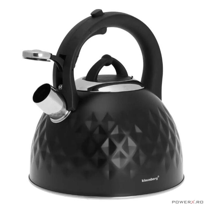 Ceainic traditional din oțel inoxidabil, capacitate 3 litri, negru,