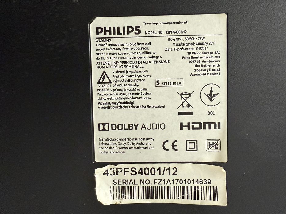 Televizor Philips 43PFS4001/12 – 43”, Full HD, Non-Smart