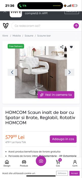 Scaun rotativ bar