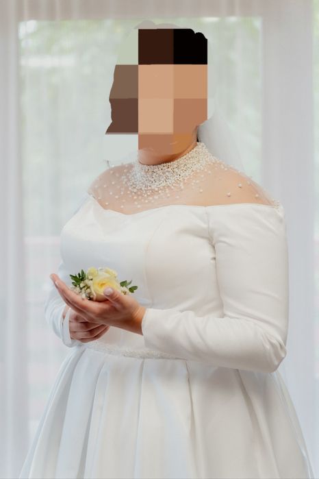 Rochie de mireasă, A-line, XL, 48 și voal
