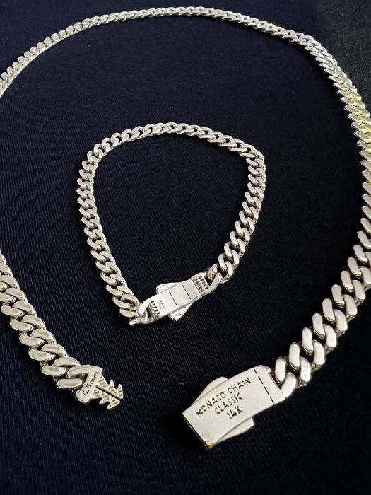 Set lanț și brățară aur 14K – model cubanez Monaco Chain – aur nou